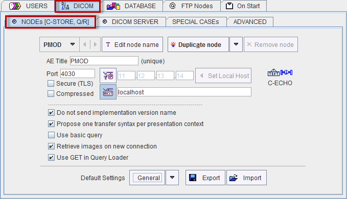 DICOM Client Configuration