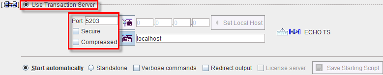 Transaction Server Configuration