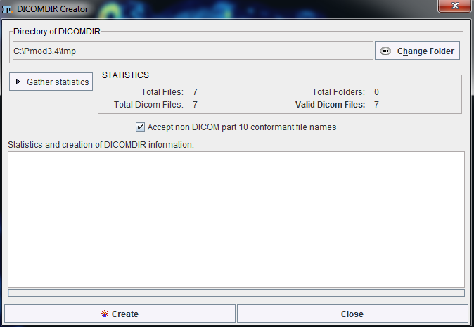 DICOMDIR Creation Dialog