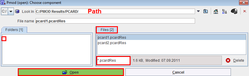 Button Load Results from File System Dialog Window