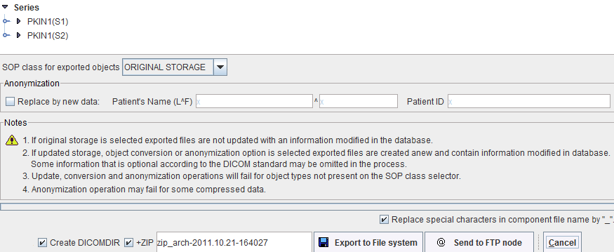 Export Dialog